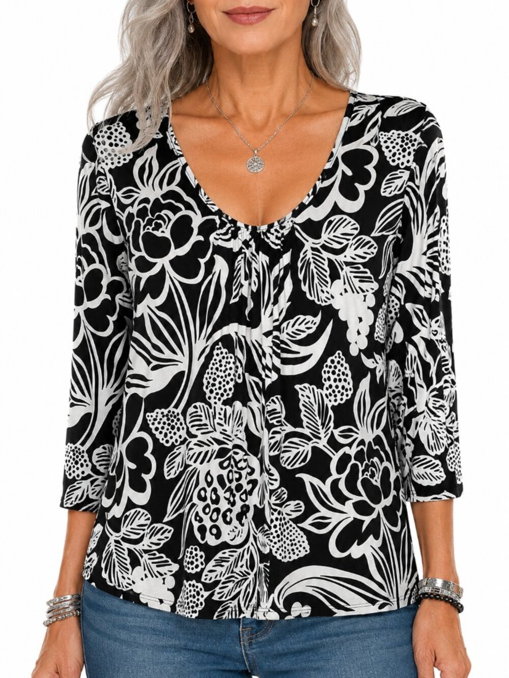Rafaella Black & White Non-Wrinkle Top